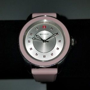 Michele Ladies Cape Pink Rubber Quartz Watch MWW27A000025
